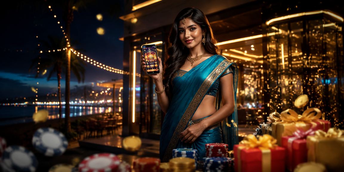 Indian woman using casino app on mobile